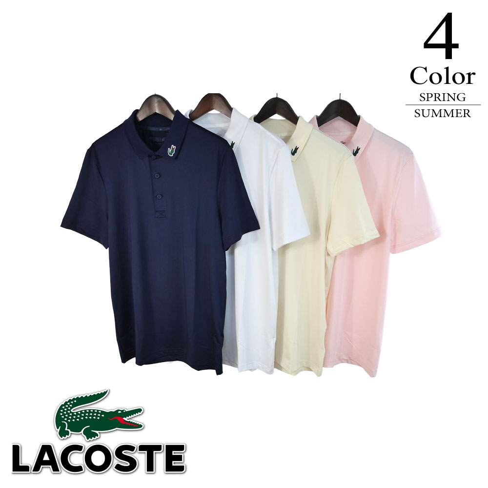 ラコステ ゴルフウェア 半袖カラーワニロゴパッチポロシャツ dh3186-10 【3/4寸：メンズ】ラコステ LACOSTE ゴルフウエア シャツ メンズ【2026春夏】【メール便】
