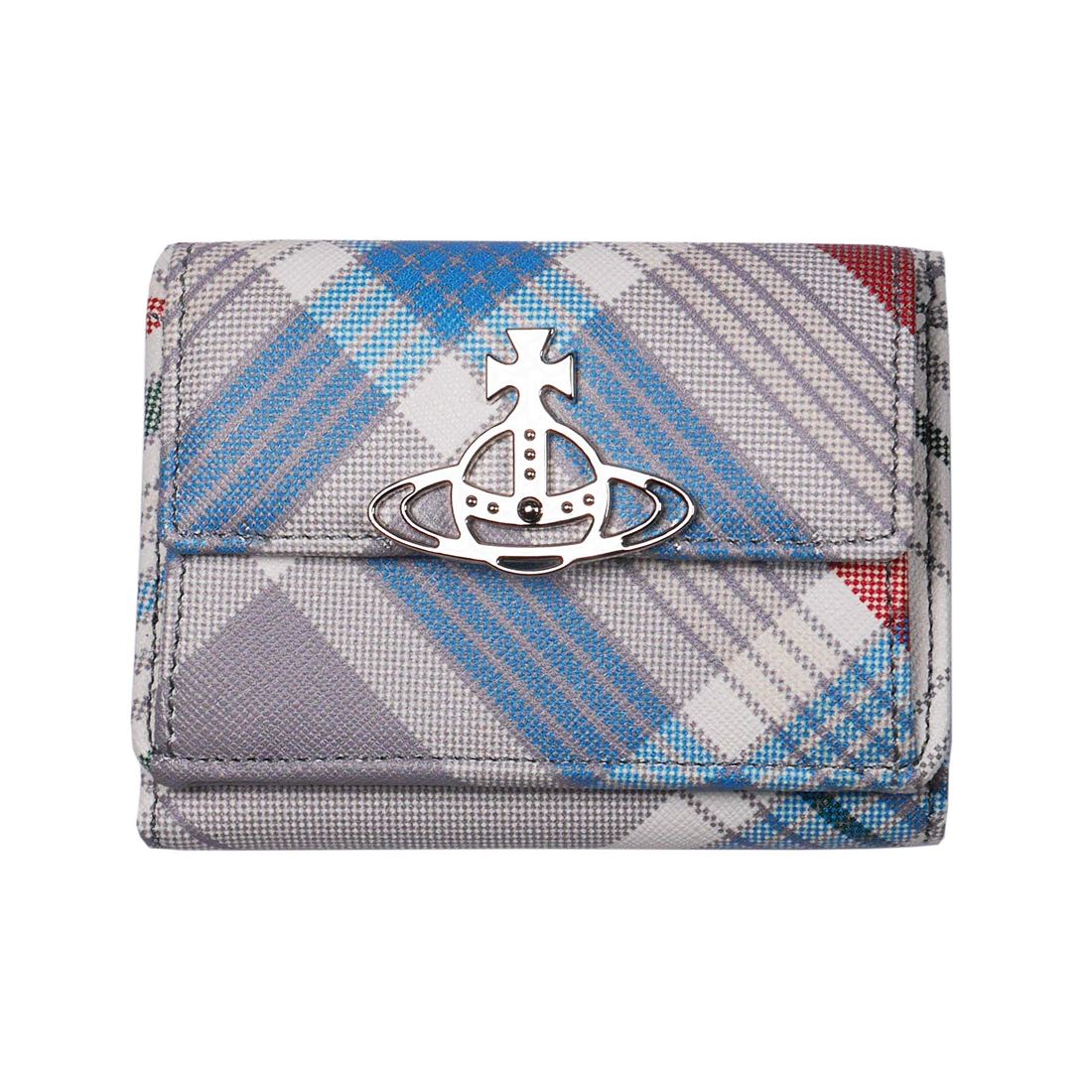 ヴィヴィアンウエストウッド　SAFFIANO PRINT 52010013U-L0057-PF　三つ折り財布　O101 MADRAS CHECK　No.15 人気 高級 ブランド 女性用 レディース おしゃれ 成人式 就職祝い 母の日 ホワイトデー クリスマス