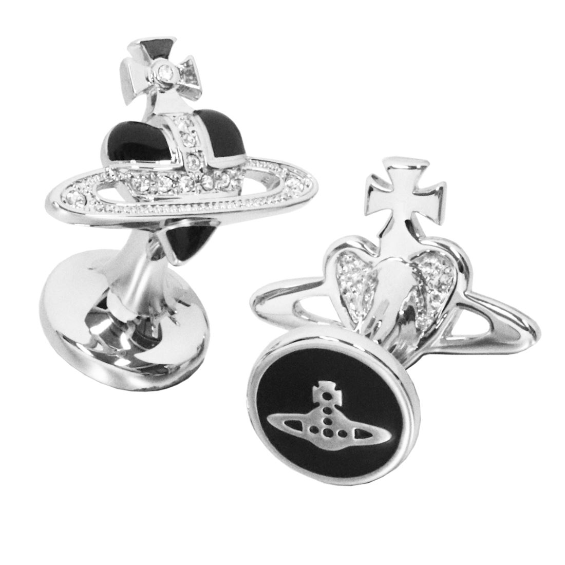 ヴィヴィアンウエストウッド DIAMANTE HEART カフス 6503003C-02P432 ブラック×シルバー Vivienne Westwood ビビアン 人気 高級 ブランド 男性用 メンズ おしゃれ 成人式 就職祝い 父の日 バレンタイン クリスマス|Rocobi