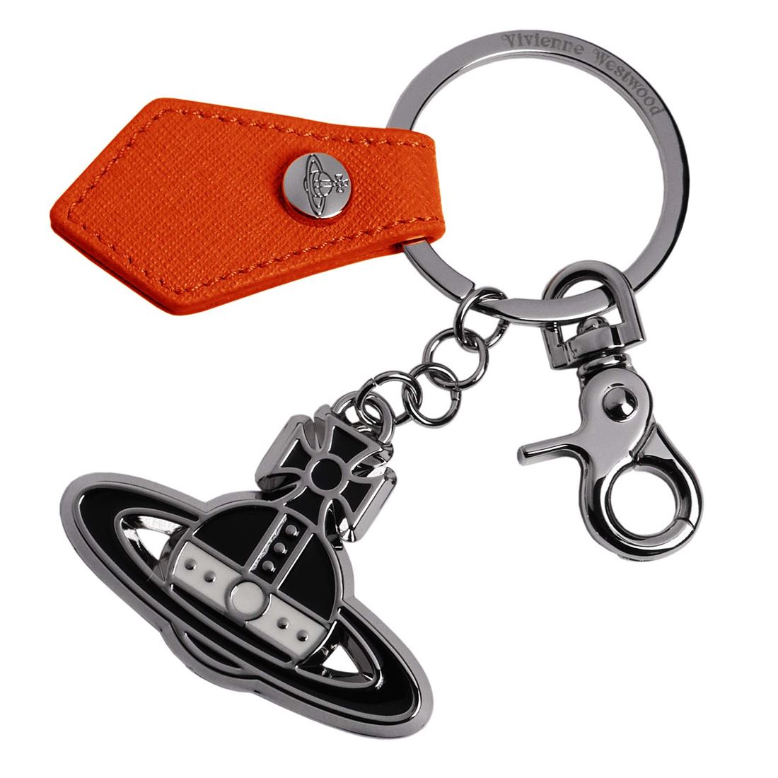 Vivienne Westwood キーリング　SAFFIANO BLACK AND WHITE 53030002-L001N F401 ORANGE Vivienne Westwood ビビアン レディース 女性用 アクセサリー 高級 人気 ブランド おしゃれ おすすめ [贈り物 ホワイトデー 母の日 クリスマス]｜Rocobi