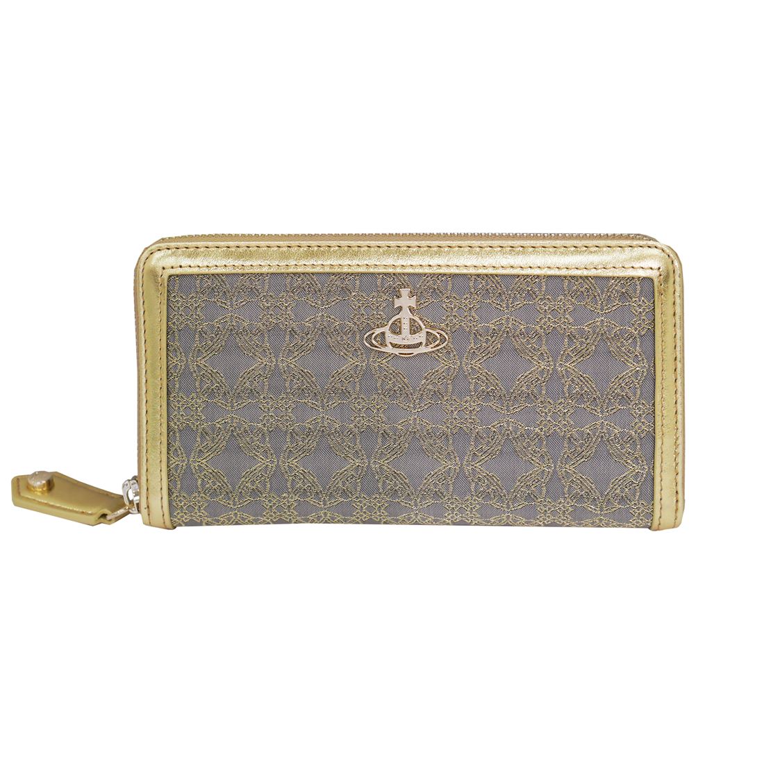 ヴィヴィアンウエストウッドRE-JACQUARD ORBORAMA　51050023-W00I2　ラウンドファスナー長財布　R401　GOLD/GREY　 No.17 人気 高級 ブランド 女性用 レディース おしゃれ 成人式 就職祝い 母の日 ホワイトデー クリスマス