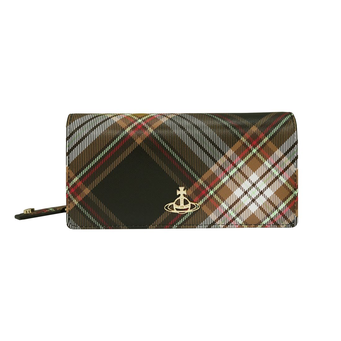 ヴィヴィアンウエストウッドDERBY　51060025U-S001K-D101　二つ折り長財布　BIOGREEN SAFFIANO PRINTED　D101　TARTAN BROWN/BLACK　 No.17 人気 高級 ブランド 女性用 レディース おしゃれ 成人式 就職祝い 母の日 ホワイトデー クリスマス