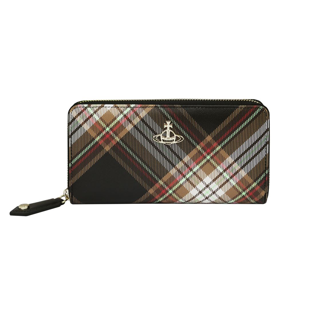 ヴィヴィアンウエストウッドDERBY　51050023U-S001K-D101　ラウンドファスナー長財布　BIOGREEN SAFFIANO PRINTED　D101　TARTAN BROWN/BLACK　 No.17 人気 高級 ブランド 女性用 レディース おしゃれ 成人式 就職祝い 母の日 ホワイトデー クリスマス 26,130円