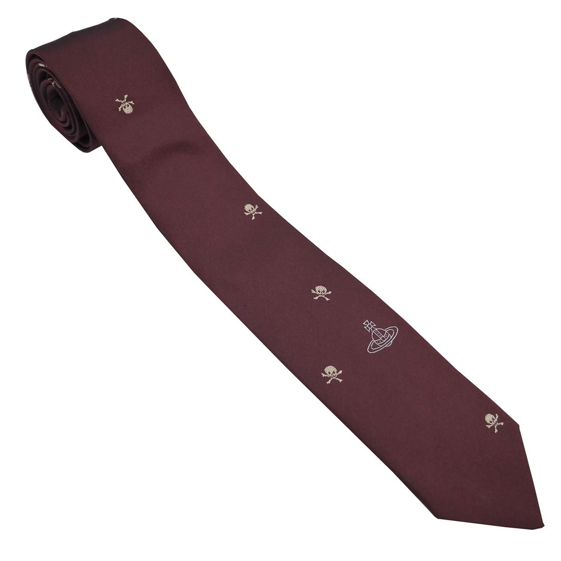 ヴィヴィアンウエストウッド　ネクタイ　 スリムタイプ　2024AW　 81050001-W0107-I401-BORDEAUX　プレゼント 贈り物 包装 御祝 お祝い クリスマス Xmas