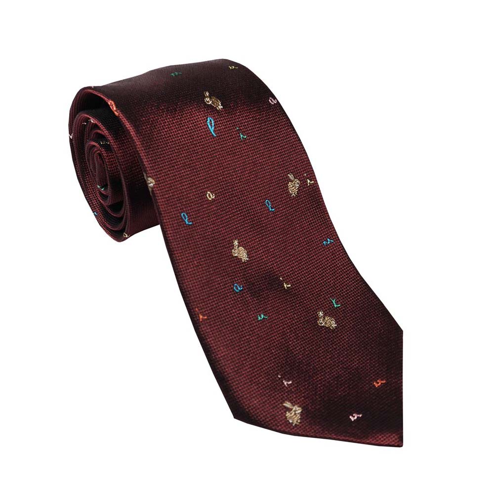 PAUL SMITH ポールスミス ネクタイ FW22 M1A-0TIE-J41194-28 BURGUNDY/BORDE ワインレッド系 ウサギ ロゴ文字 ポール・スミス 人気 高級 ブランド 男性用 メンズ おしゃれ 成人式 就職祝い 父の日 バレンタイン クリスマス
