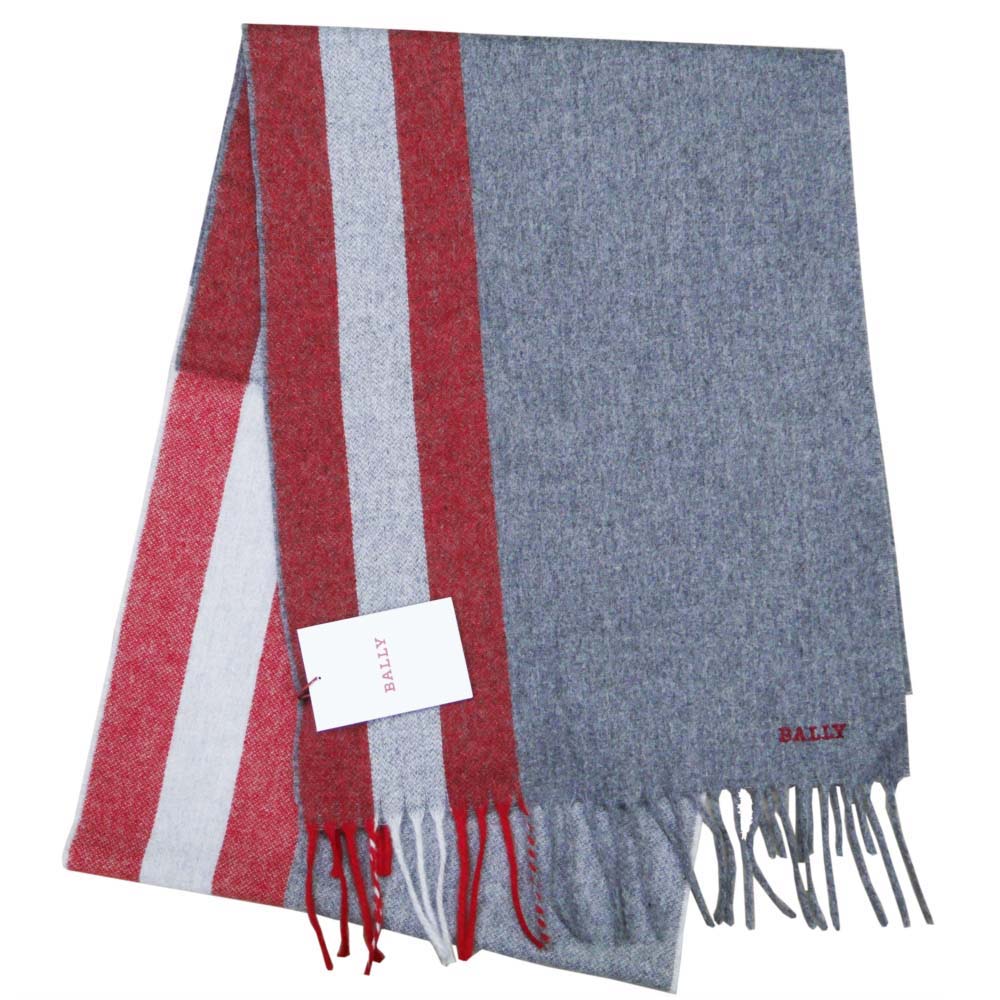 楽天市場】バリー マフラー BALLY レッドxグレー系 ウール イタリー製