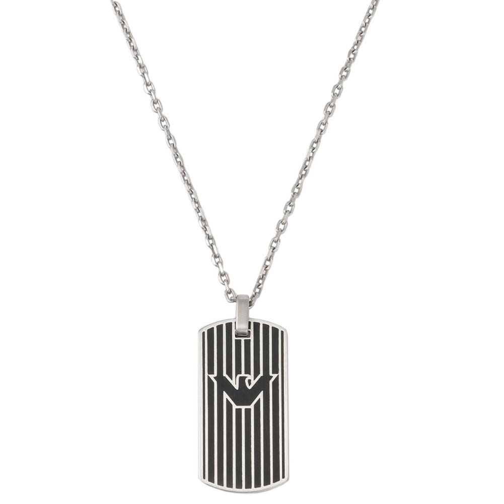 最も エンポリオアルマーニ Emporio Armani Egs イーグルロゴ ストライプ ネックレス ペンダント シルバー ブラック メンズ アクセサリー 男性用 高級 人気 ブランド 贈り物 就職祝い 昇進祝い 父の日 クリスマス Rocobi 公式の Bronze Qa