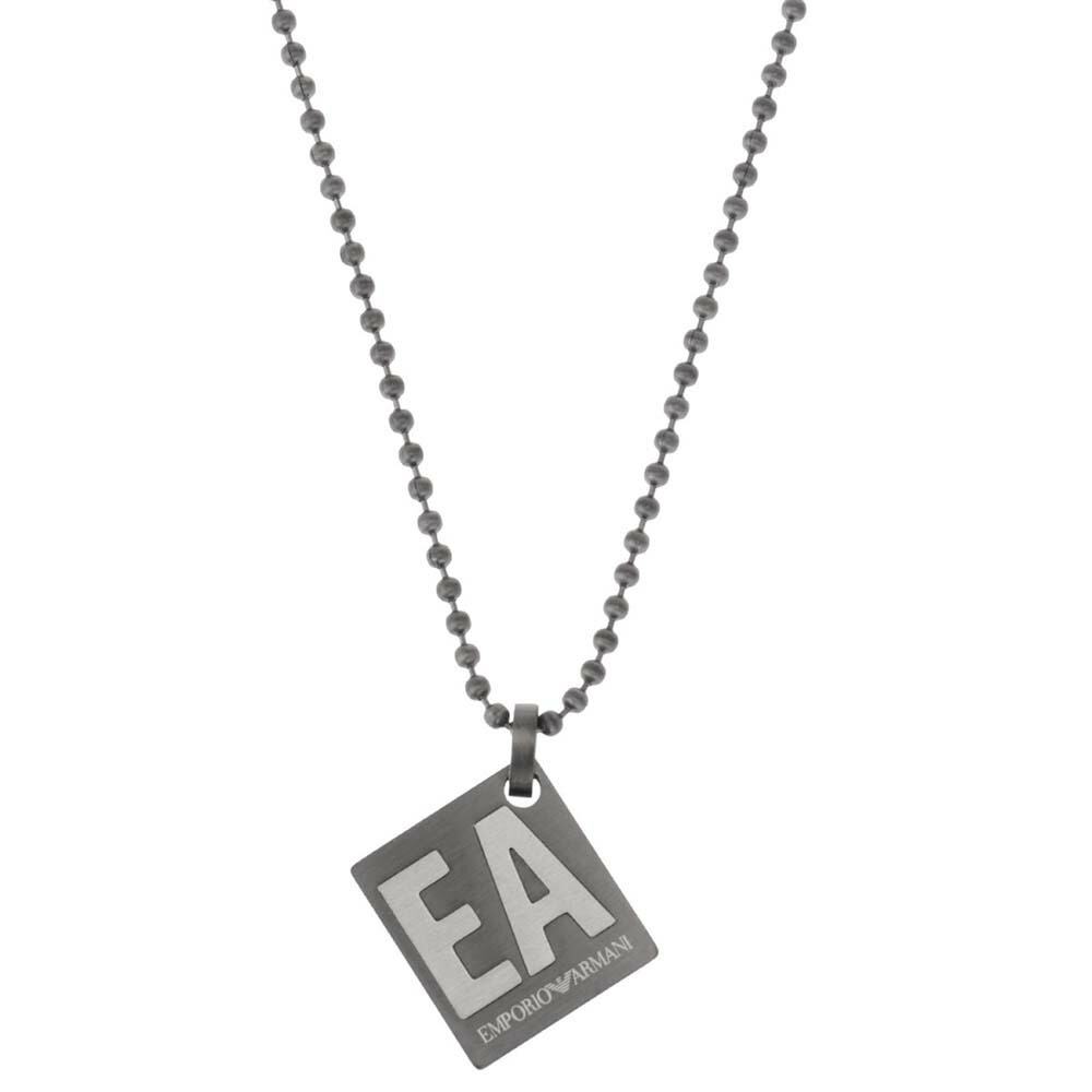 御祝い ラッピング無料 お祝い Egs ブランド プレゼント ロゴ お返し アクセサリー アクセサリー ブランド ギフト エンポリオアルマーニ 男性用 Armani スクエアペンダントネックレス クリスマス Rocobi Egs 内祝い Emporio ガンメタル シルバー 人気 Ea