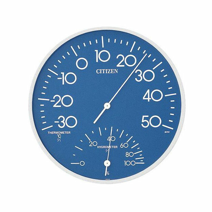 リズム時計工業 CITIZEN シチズン 温湿度計 TM108-4 9CZ056-004 温度計 湿度計 青 ブルー アナログ 御祝 御祝い お祝い 記念品 新築祝い 熨斗（Z）