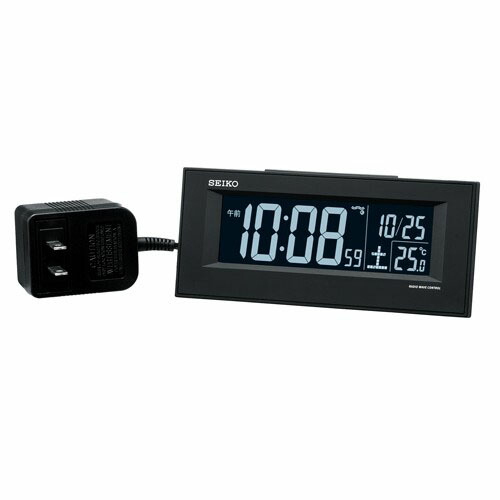 セイコー クロック 電波時計 目覚まし時計 DL209K ACアダプター 温度表示 ブラック 黒 デジタル 目覚し SEIKO CLOCK 贈り物 周年 創業 餞別 景品 竣工 父の日 母の日 定年 退職 入学 卒業 還暦 古希 長寿 結婚 引き出物 熨斗がけ 御礼 包装 ホールインワン