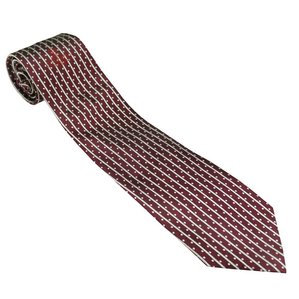 ヴィヴィアンウエストウッド ネクタイ S81050004 W00CF I401-BORDEAUX 約8.5cm 縦ストライプ ドット 人気 高級 ブランド 男性用 メンズ おしゃれ 成人式 就職祝い 父の日 バレンタイン クリスマス|Rocobi