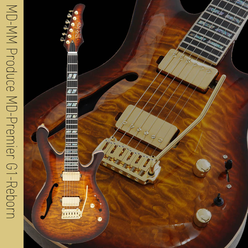 MD-MM Produce G1 セミホロウボディ エレキギター MD-MM Produce MD-Premier MD-G1/RSBK エレキギター 国産 セミアコ