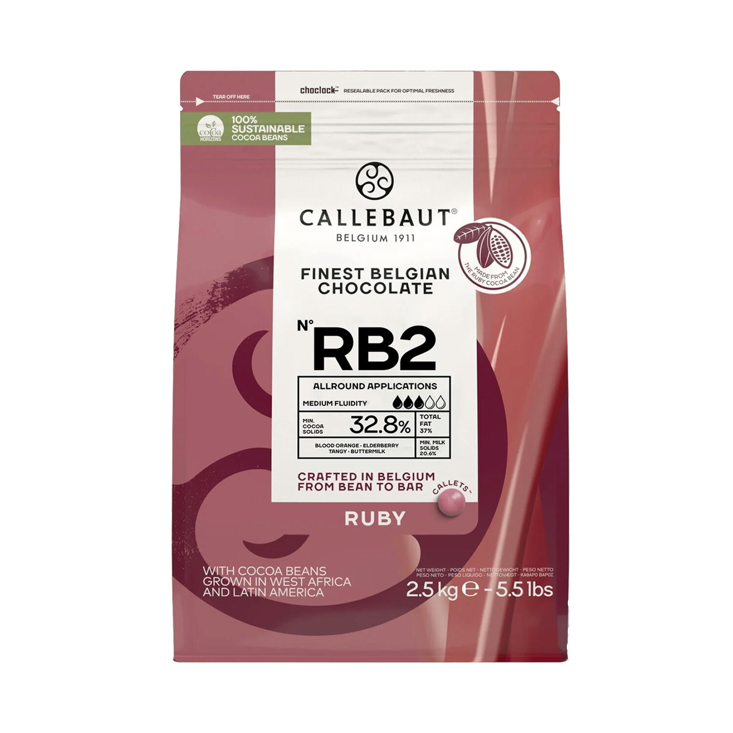 カレボー ルビーチョコレート RB2 2.5kg / カカオ32.5％ バレンタイン クーベルチュール チョコレート 製菓材料 パン材料