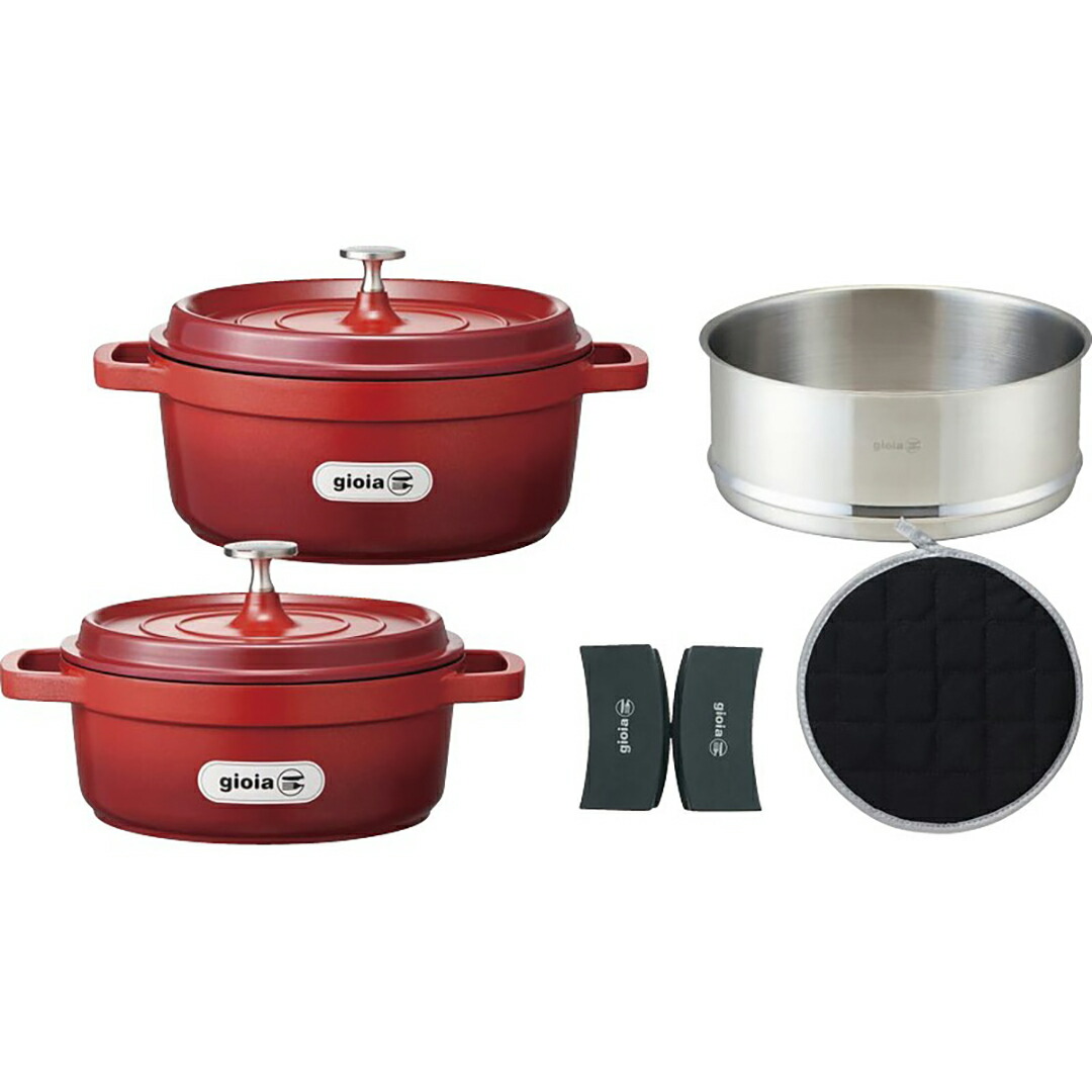 キャセロール&蒸し器5点セット 楽天市場】ジョイア キャセロール24cm・20cm＆蒸し器5点セット XC-5RE