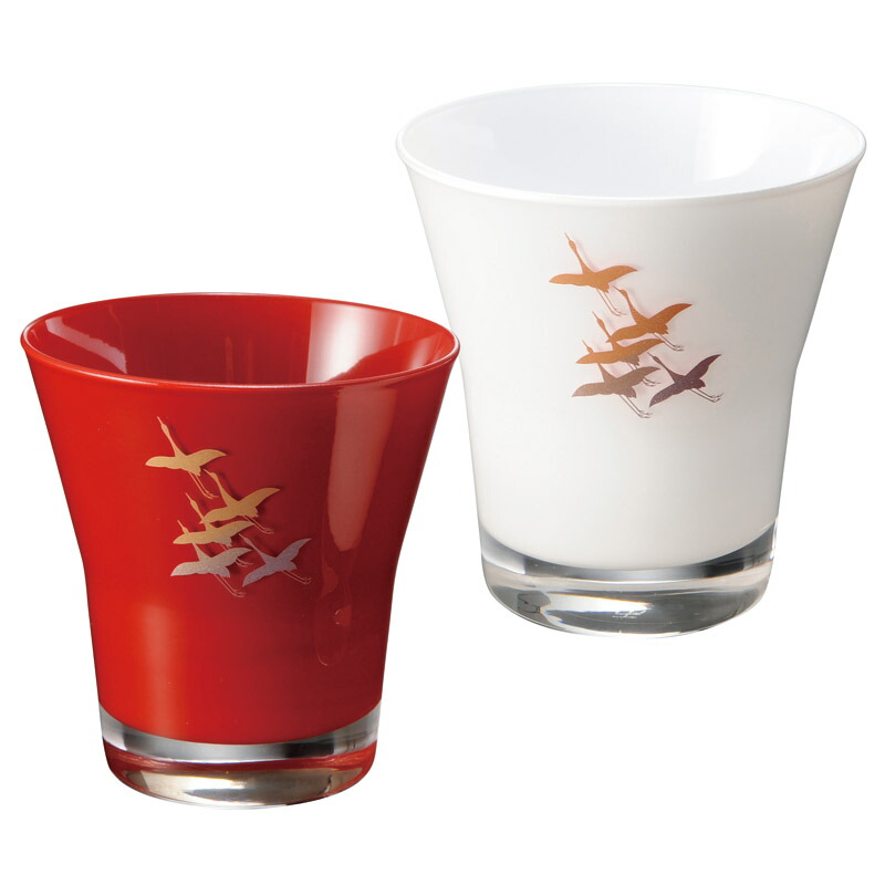 ぬりもんde Verre フリーグラス紅白ペア 蒔絵 千羽鶴 0770025 内祝い ギフト プレゼント ご挨拶品 誕生日 粗品 お返し 御礼 割引 景品 品物 写真入り メッセージカード のし 5,720円