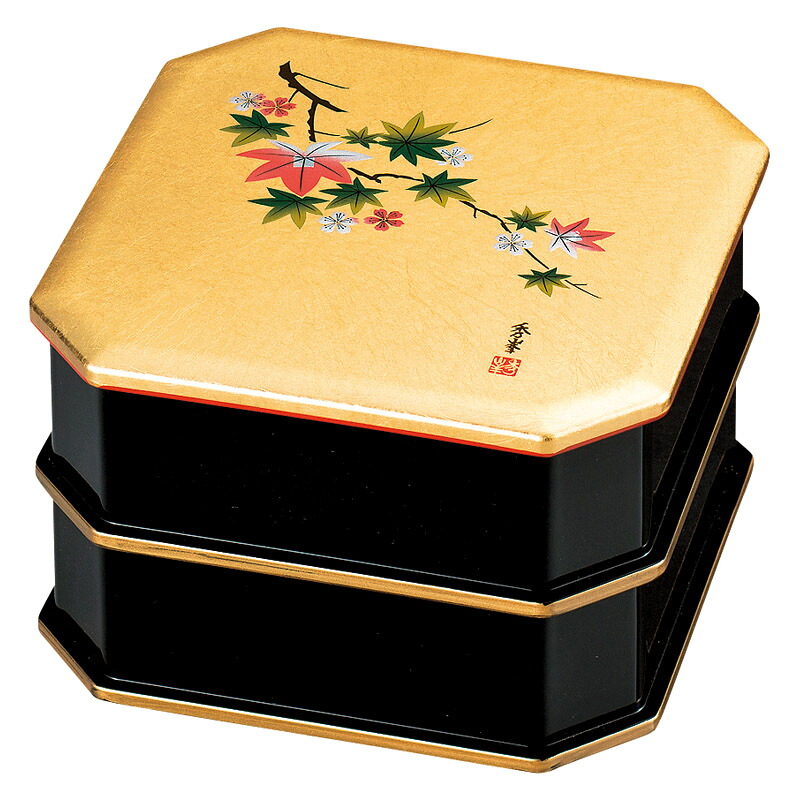 金銀箔工芸 匠（たくみ） よしの春秋 5.0隅切二段重 1045-33 内祝い ギフト プレゼント ご挨拶品 誕生日 粗品 お返し 御礼 割引 景品 品物 写真入り メッセージカード のし