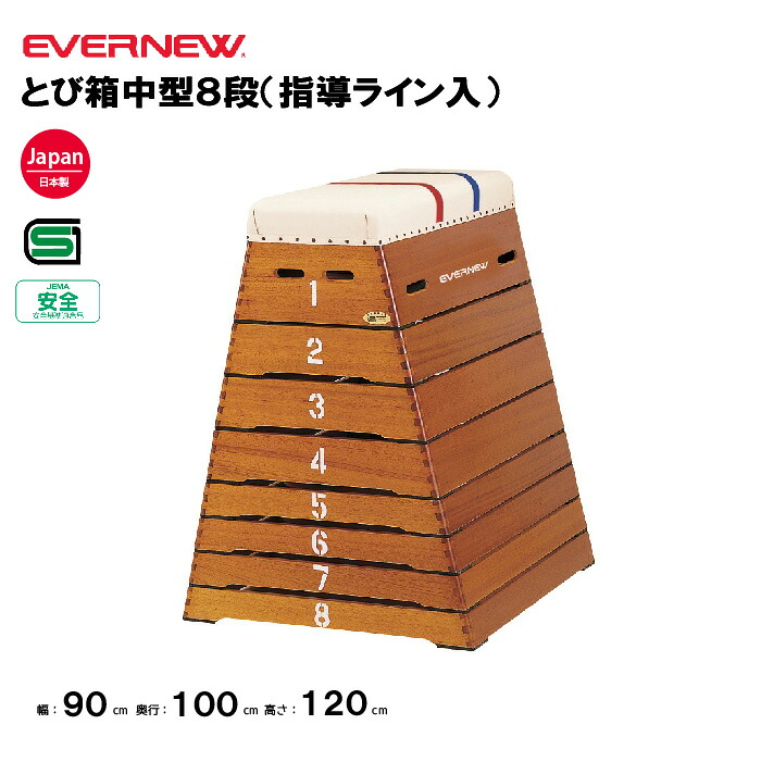【法人限定】エバニュー とび箱　跳箱 とび箱中型8段指導ライン入 EVERNEW 体育 運動 スポーツ 中学校向 高校向 スポーツ施設 教育施設 体操クラブ 体操教室 日本製 EKF305｜喜共屋ギルド 78,223円