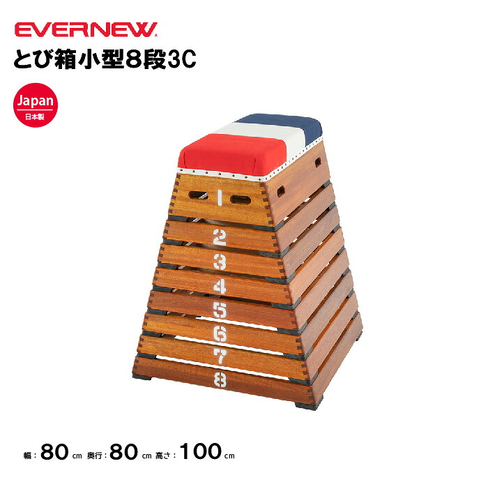 【法人限定】エバニュー とび箱　跳箱 とび箱小型8段3C EVERNEW 体育 運動 スポーツ 学校 小学校向 スポーツ施設 教育施設 体操クラブ 体操教室 日本製 EKF334