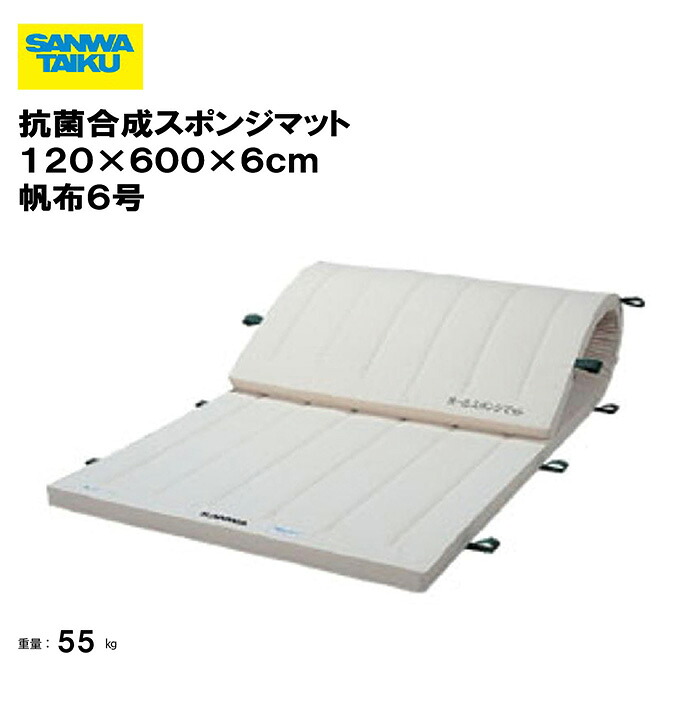 サンワタイイク 【法人限定】体操マット 教育用マット 体操 授業 学校 幼稚園 保育園 施設 三和体育 SANWA TAIKU 抗菌合成スポンジマット １２０×６００×６ｃｍ 帆布６号 S-9650