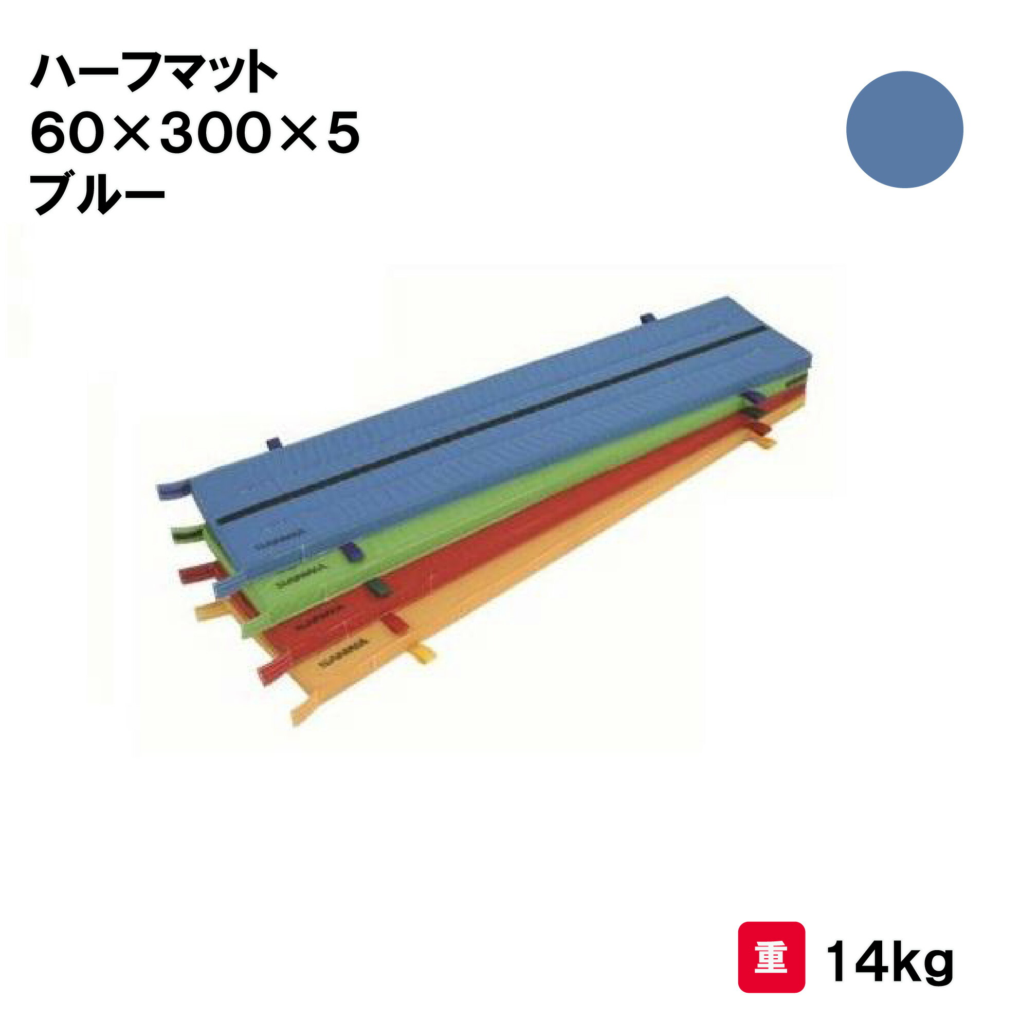 サンワタイイク マット カラーマット 体操 学校 幼稚園 保育園 施設 授業 三和体育 SANWA TAIKU ハーフマット 60×300×5 ブルー S-9887|喜共屋ギルド