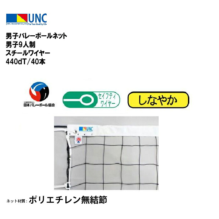ウザワネット 男子バレーボールネット 男子9人制 スチールワイヤー 440dT/40本 バレーボールネット 日本バレーボール協会検定品 検定A ポリエチレン無結節 部活 趣味 チーム イベント 体育祭 体育 学校設備 教育施設 体操施設 55129 法人限定|喜共屋ギルド