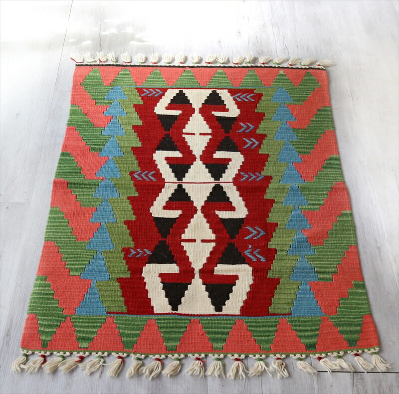 【15%OFFクーポン対象】カイセリキリム・チェイレキサイズ120×89cm トルコ カイセリ産 ウール100% センターラグ セッヂャーデ /雄羊の角・コチボユヌズ