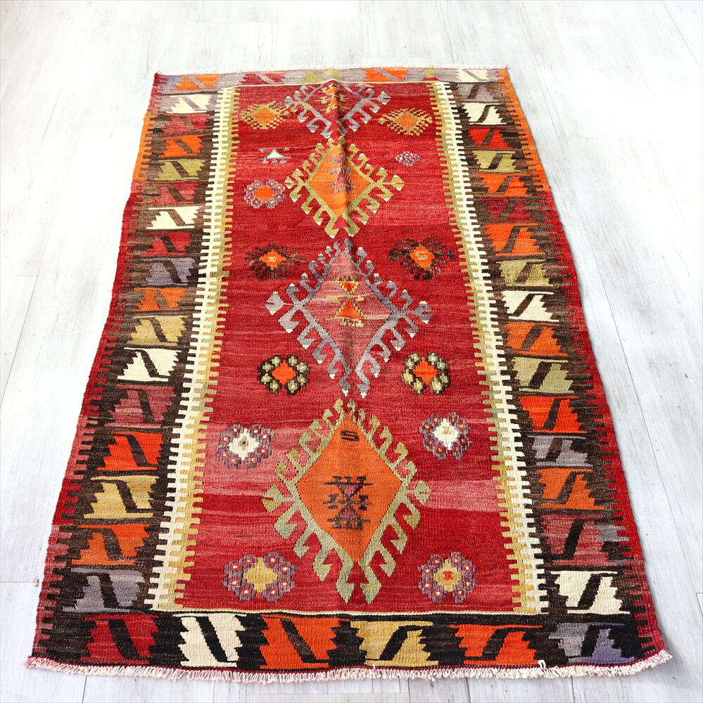 【15%OFFクーポン対象】オールドキリム アフィヨン162×94cm ４つのサソリのモチーフ
