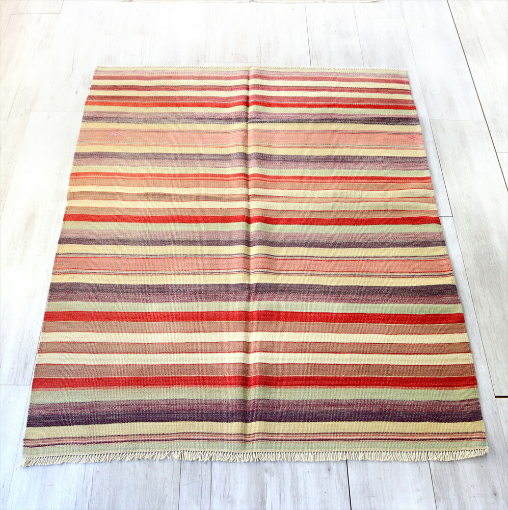 手数料安い オールドキリム マニサ170 133cmパステルカラー ボーダーシンプル 激安の Steeline Pk