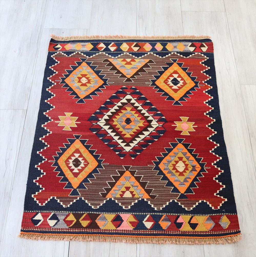 【15%OFFクーポン対象】オールドキリム バルケスィール100×75cm イーブルアイのモチーフ