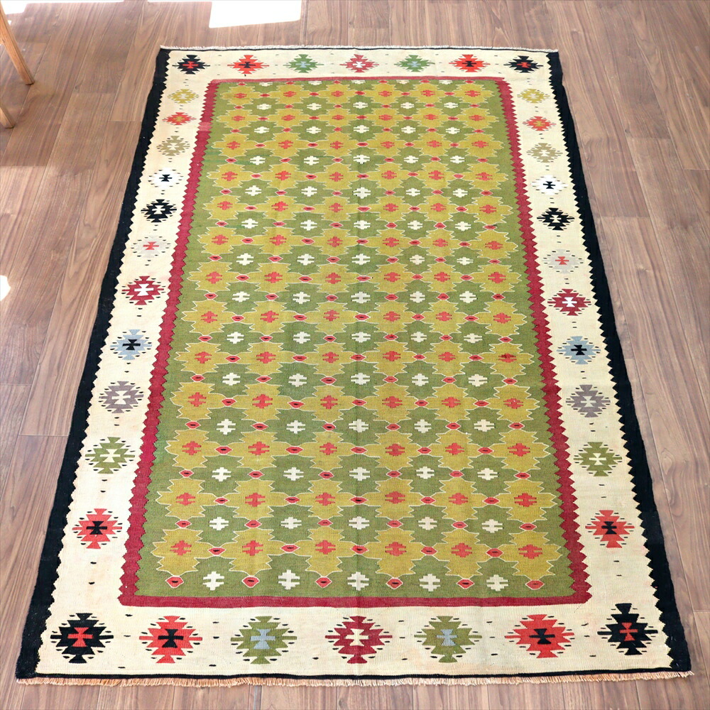 【15%OFFクーポン対象】オールドキリム シャルキョイ226×139cm 連なる幾何学モチーフ 96,800円