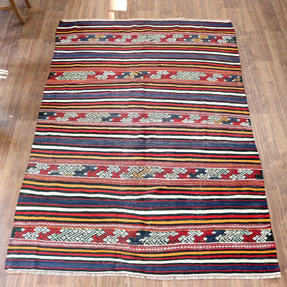 楽天市場】アフガンキリム ポップなカラー ジグザグ120×90cm