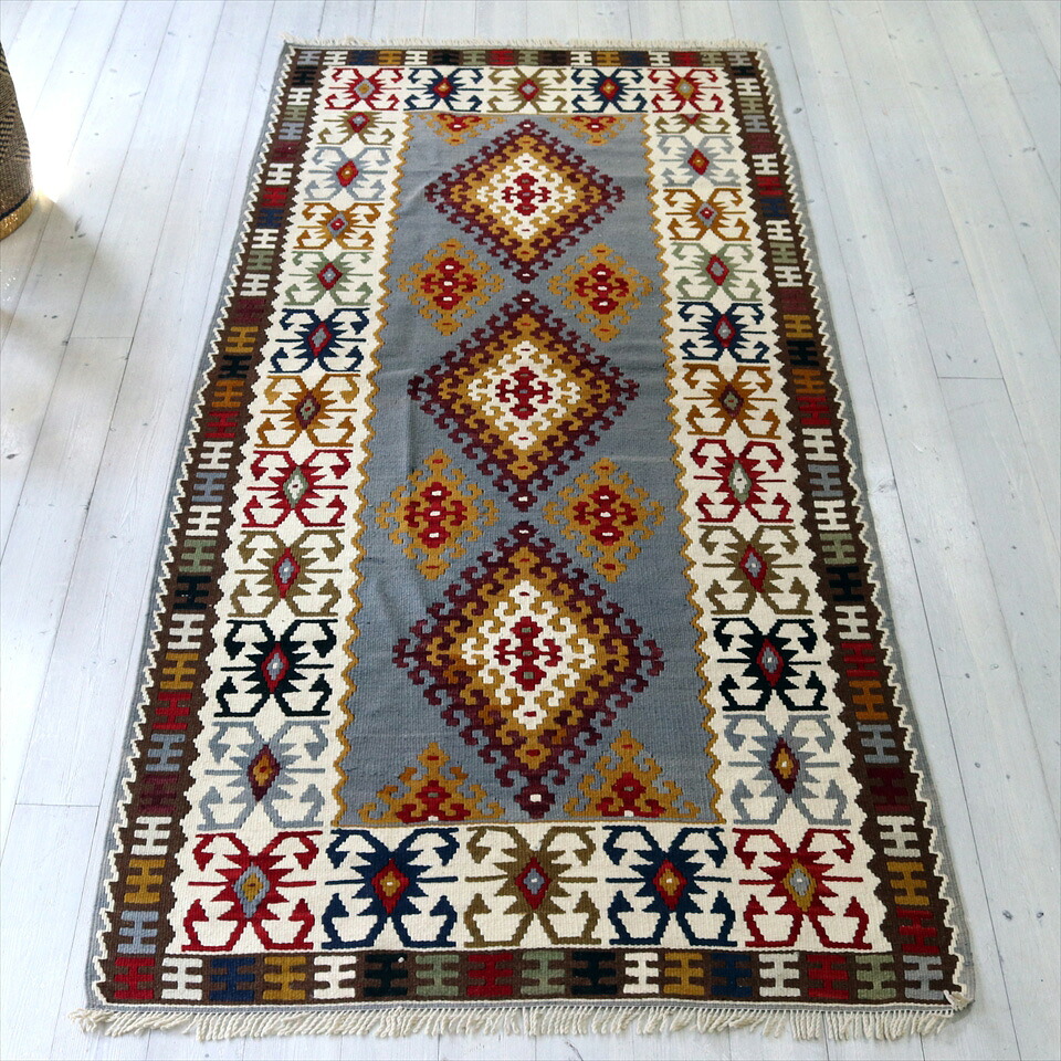【15%OFFクーポン対象】トルコ手織りキリム・カイセリ/ヤヒヤル 210×107cm3つのドラゴンモチーフ 45,540円