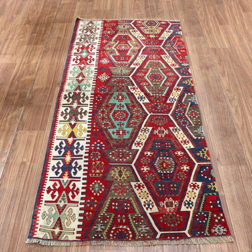【15%OFFクーポン対象】オールドキリム ギョムルゲン 189×85cm 連なるエリベリンデ