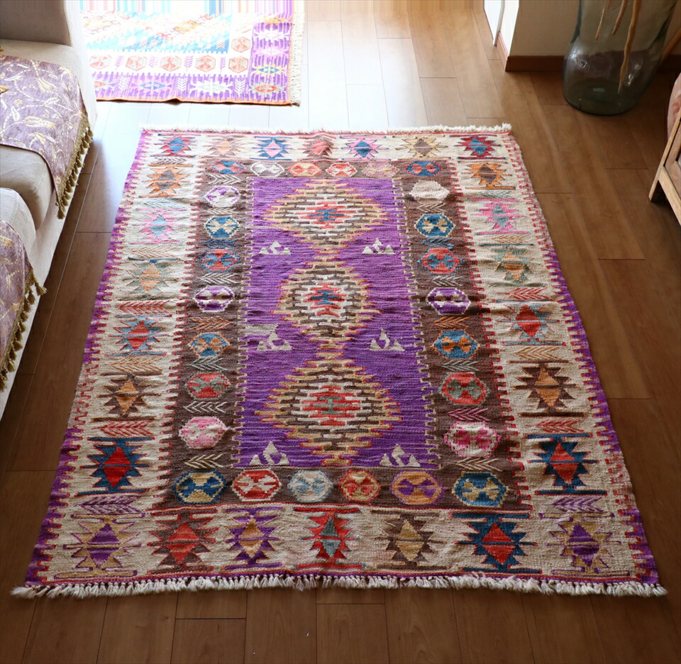 楽天市場】手織りキリム トルコキリム ウール100% 一点もの 玄関マット