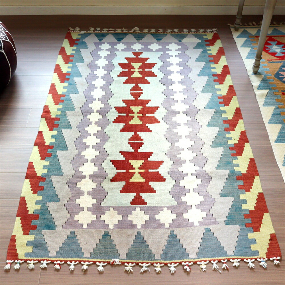 【15%OFFクーポン対象】トルコの手織りラグ カイセリキリム172×108cm ベレケットのモチーフ