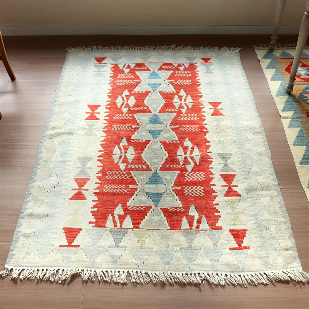ニューキリム カイセリ 幾何学模様 手織りラグ ウール製 赤 青 オレンジ 楽天市場】【15%OFFクーポン対象品】トルコの手織りキリム