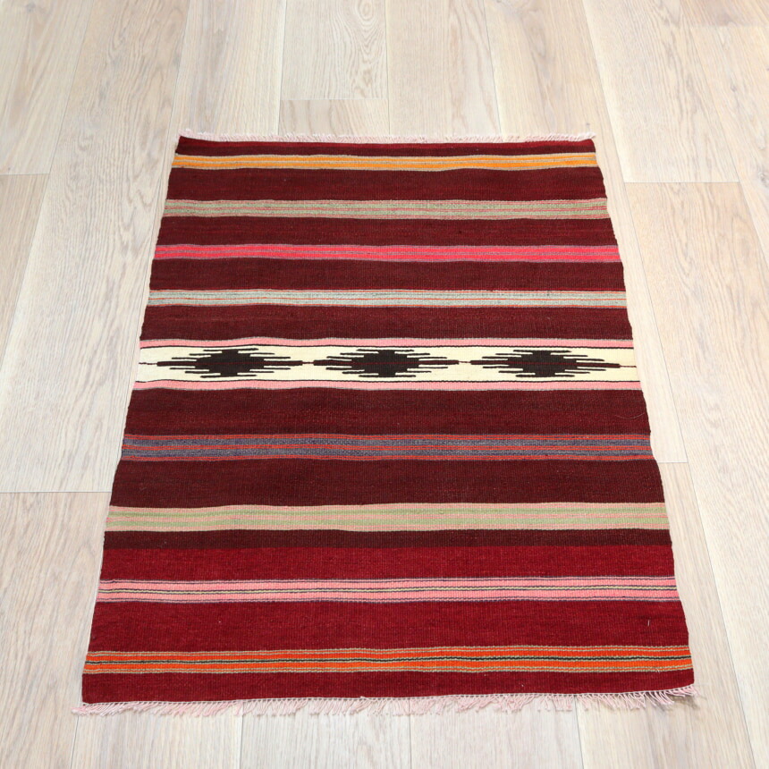 【15%OFFクーポン対象】オールドキリム シリフケ ストライプ 102×68cm 細かく薄手の織り テント布 27,170円
