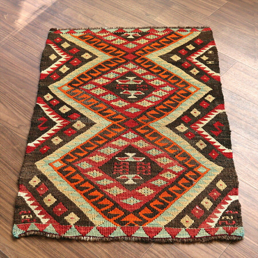 【15%OFFクーポン対象】オールドキリム シワス 90×64cm ヤストゥク 連なるドラゴン ブラウン 28,105円