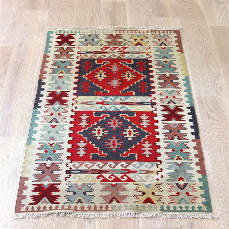 【15%OFFクーポン対象】オールドキリム シャルキョイ 146×87cm ２つのサンドゥック