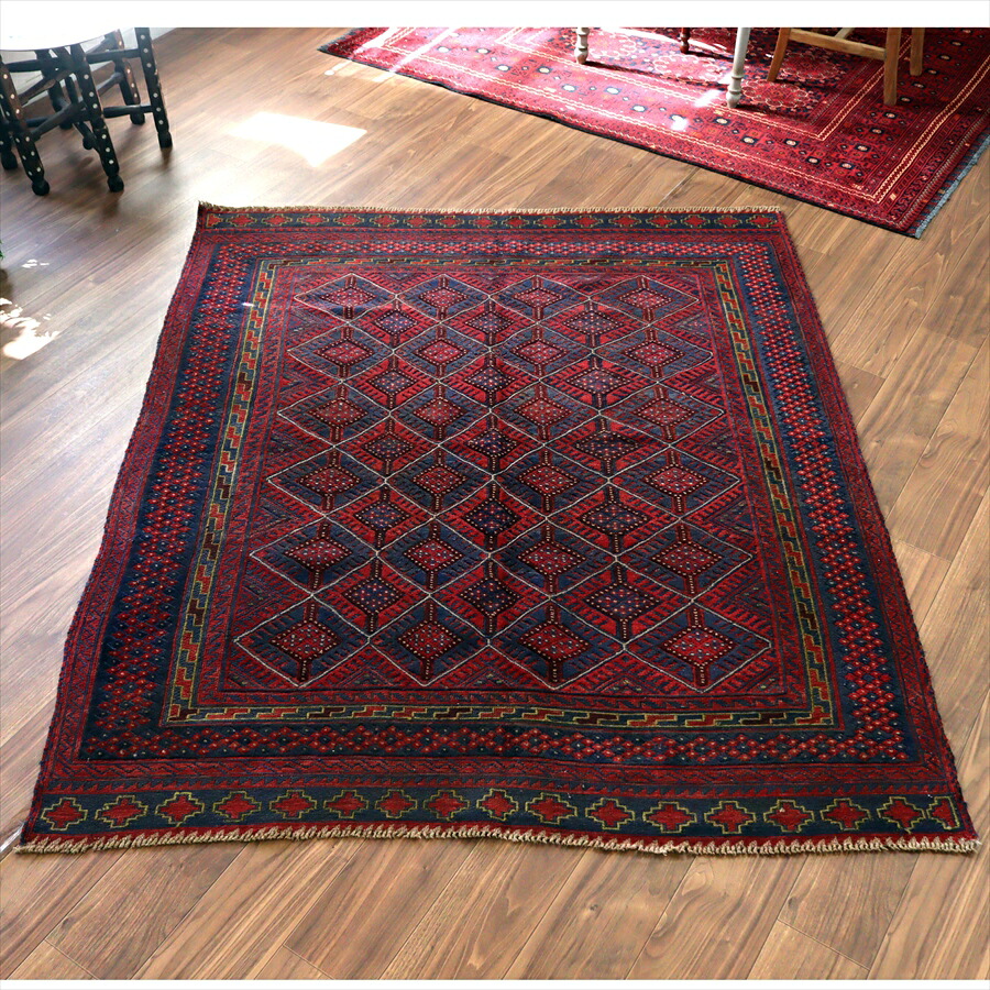 【15%OFFクーポン対象】アフガンキリム アフガニスタン ミシュワニ 183×155cm 連なるダイヤ