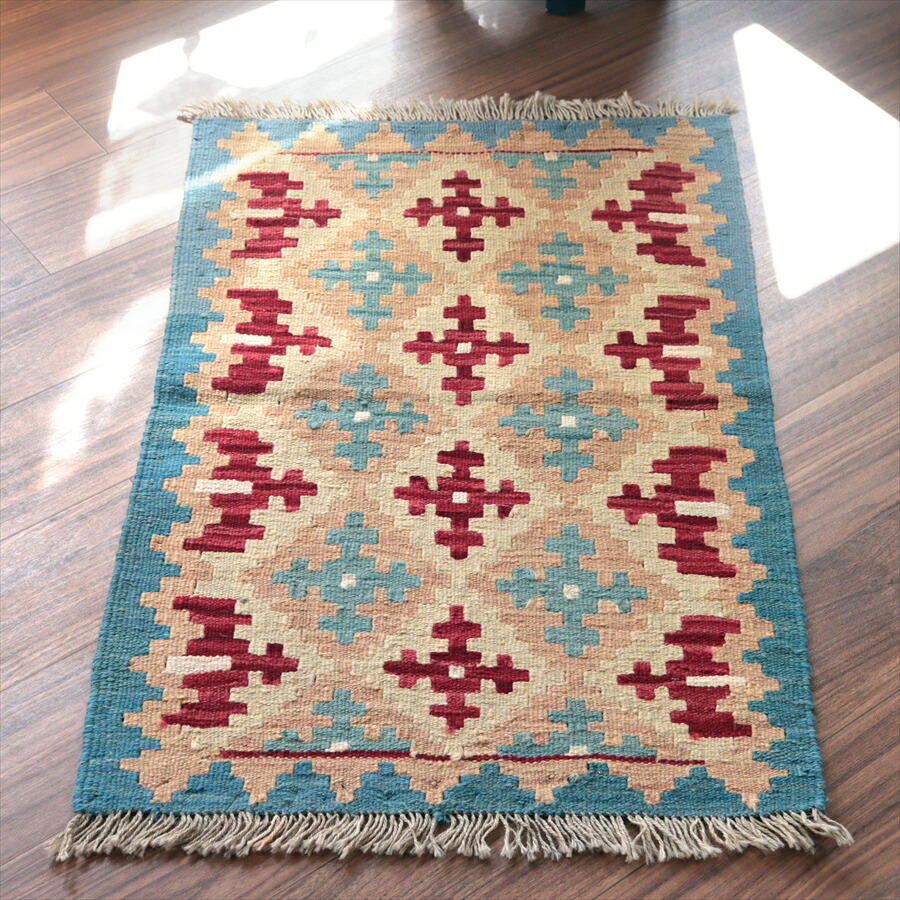 【15%OFFクーポン対象】カシュカイキリム シラーズ産 94×62cm イランの手織りラグ