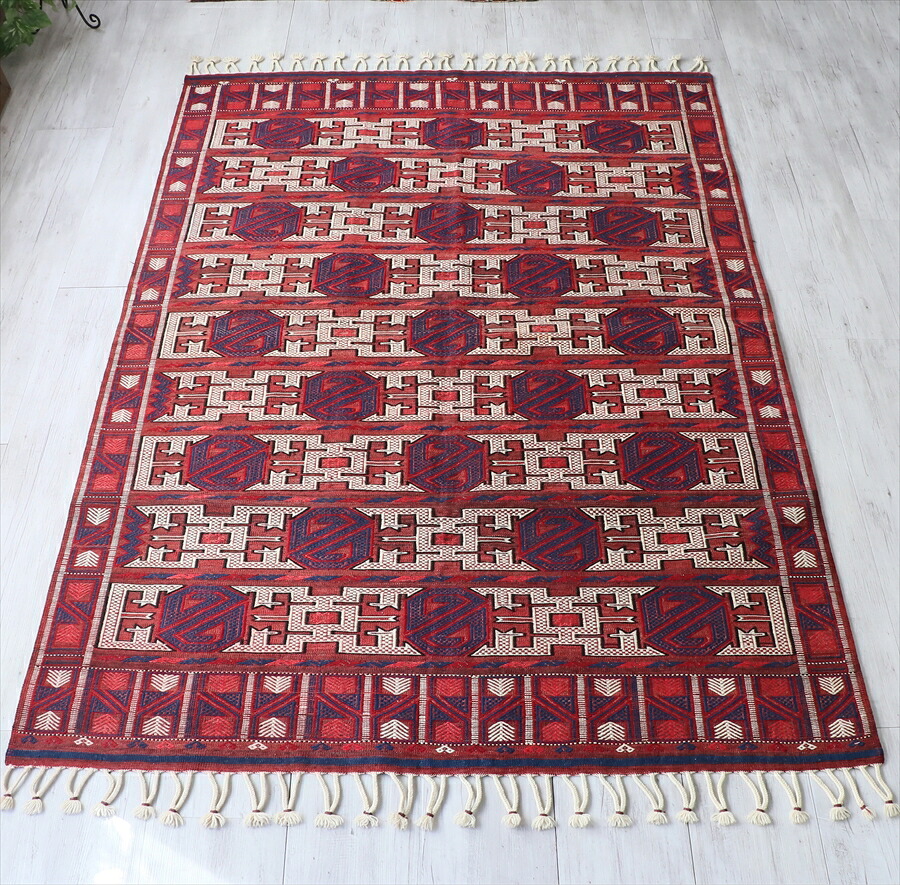 【15%OFFクーポン対象】オールドキリム ユンジュ　カリヨラサイズ230×157cm Z字を描くドラゴンモチーフのジジム