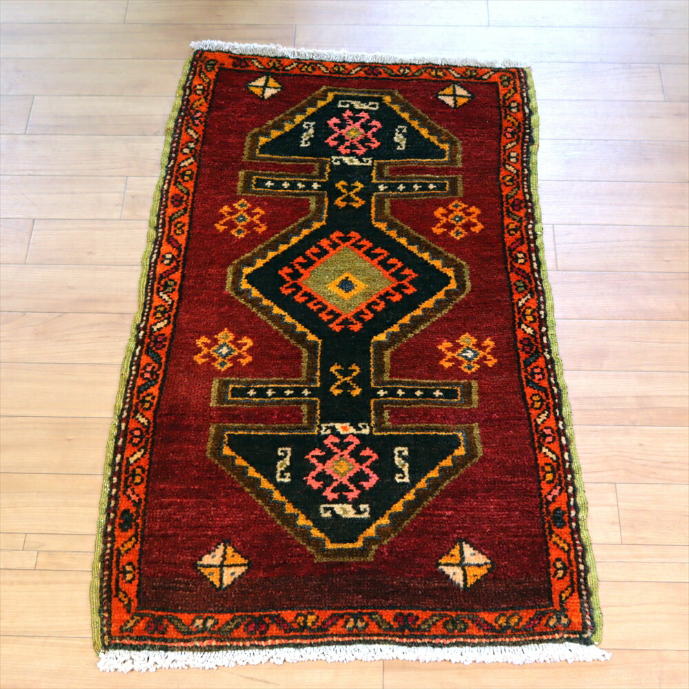トルコヴィンテージラグA54 レア ブラウン オーバーダイラグ レッド グリーン トルコヴィンテージラグA54 レア ブラウン オーバーダイラグ