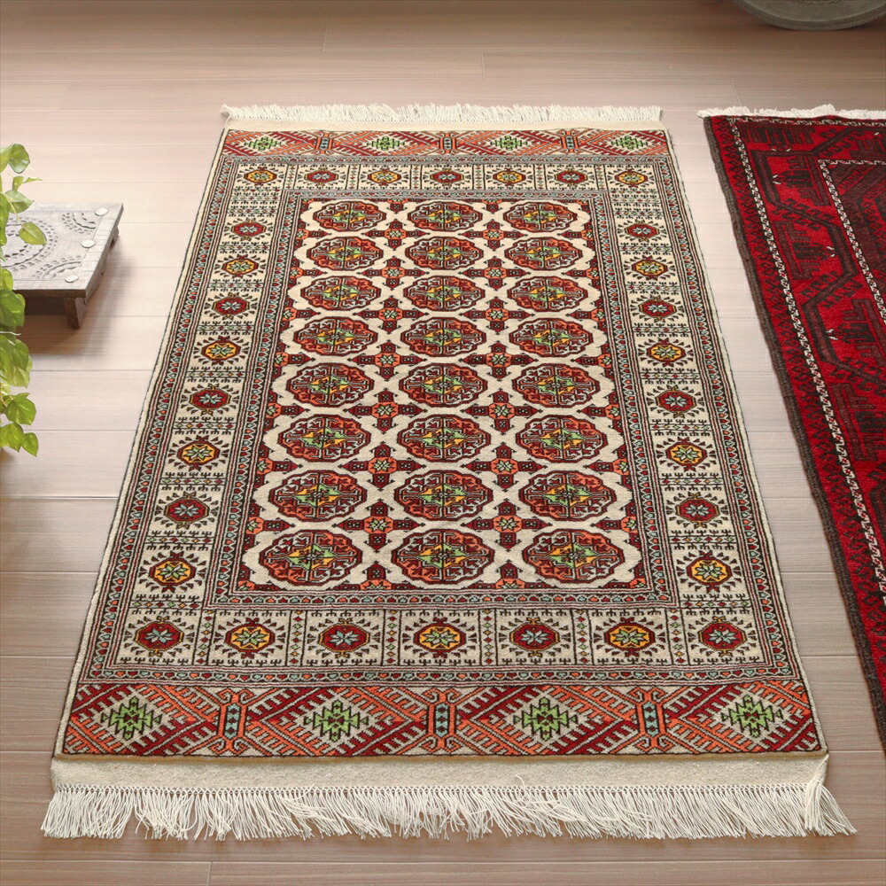 ヴィンテージラグ　トルクメン族 エルサリ絨毯（170×120cm）黄　茶　黒 部族絨毯 トライバルラグ ヴィンテージ287×235cm トルクメン エルサリ