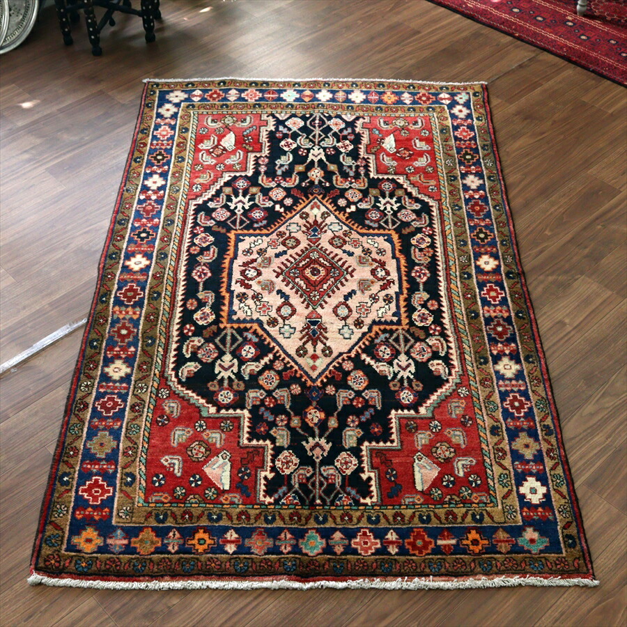 ヴィンテージラグ トライバルラグ　バルーチ族（199×100cm)茶・赤・黒・紺 ヴィンテージラグ トライバルラグ バルーチ族（199×100cm)茶・赤