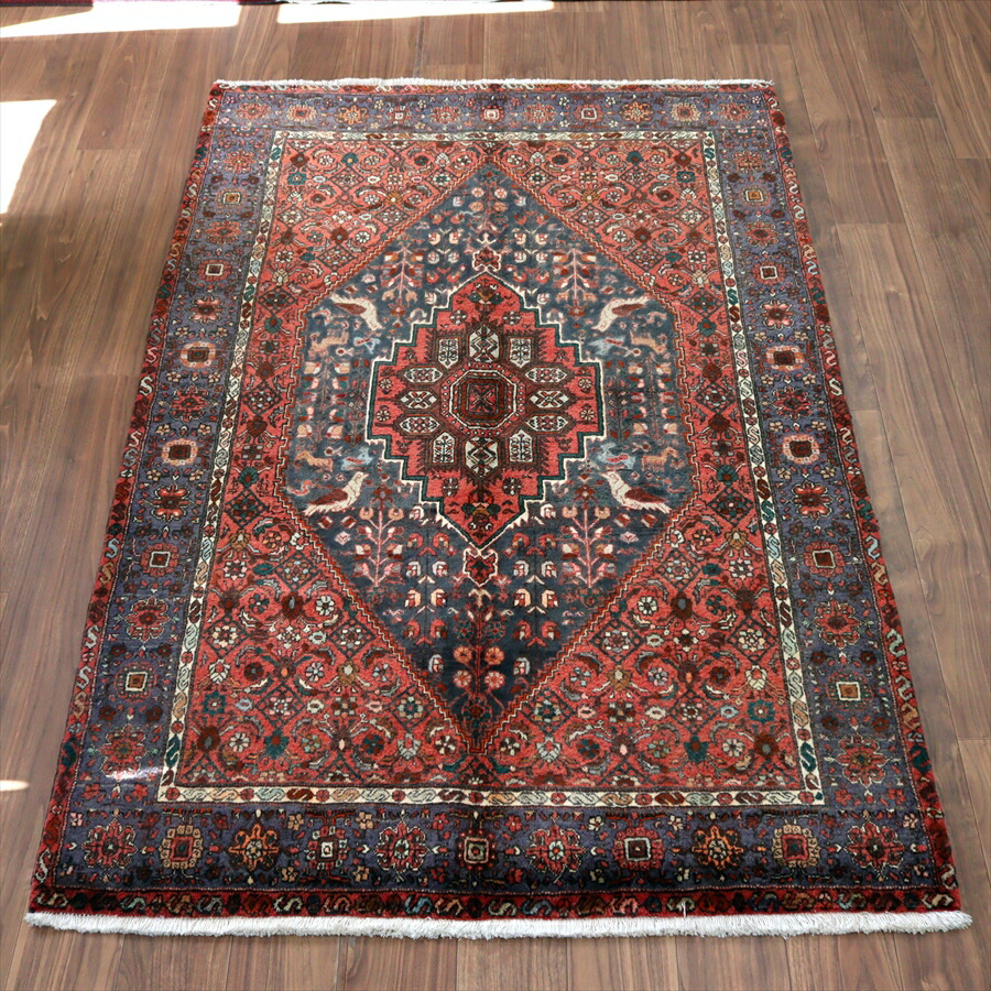 イランの手織り絨毯 ゴルトグ 【別倉庫】 204×133cm 六角メダリオン レッド ペルシャ絨毯