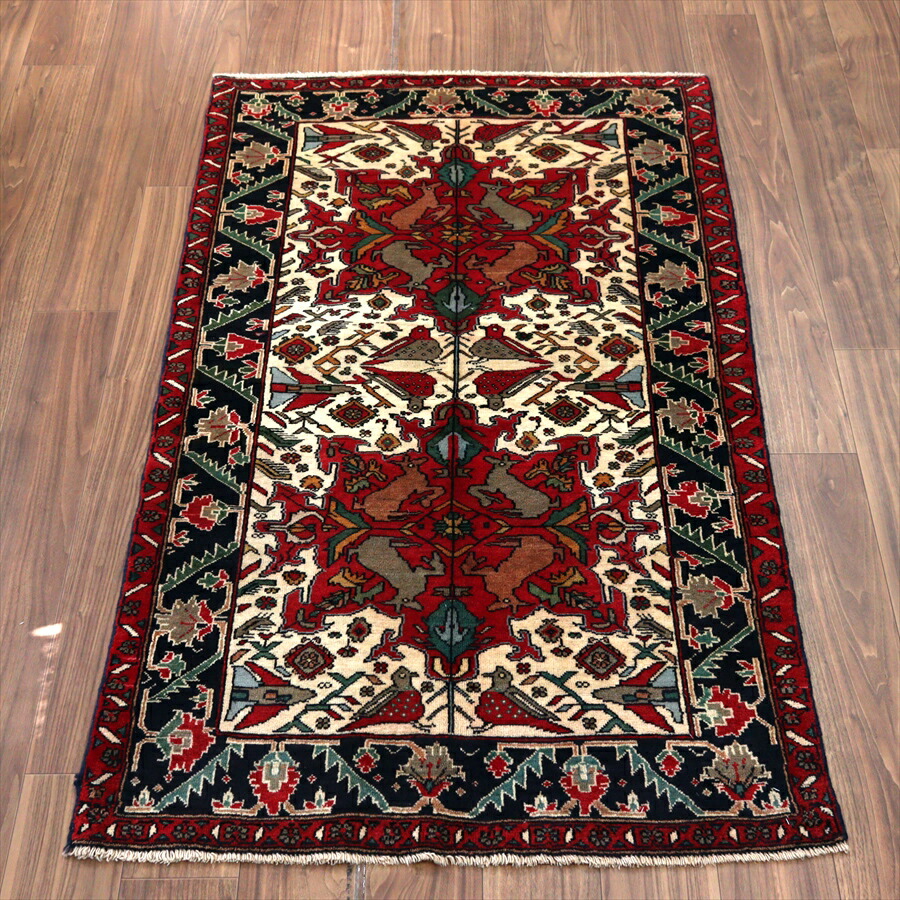 【15%OFFクーポン対象】イランの手織り絨毯 バルーチ 【別倉庫】 171×99cm 動物と花 トライバルラグ