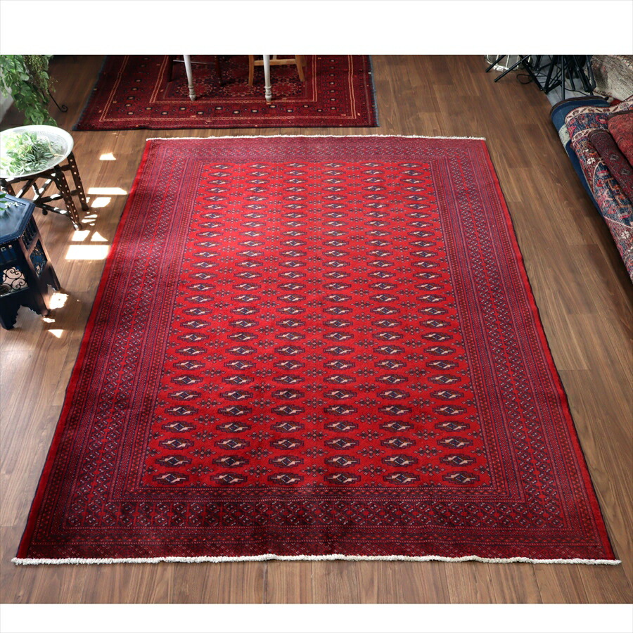 楽天市場】手織り絨毯 赤 トルクメン エルサリ族 131×101cm 【OUTLET