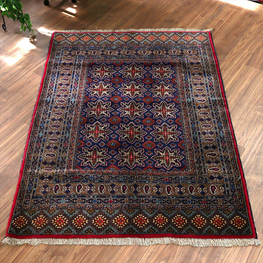 イランの手織り絨毯 マシュハド 【別倉庫】 175&times;125cm 連なる幾何学模様｜ガラタバザール（キリム＆ラグ）