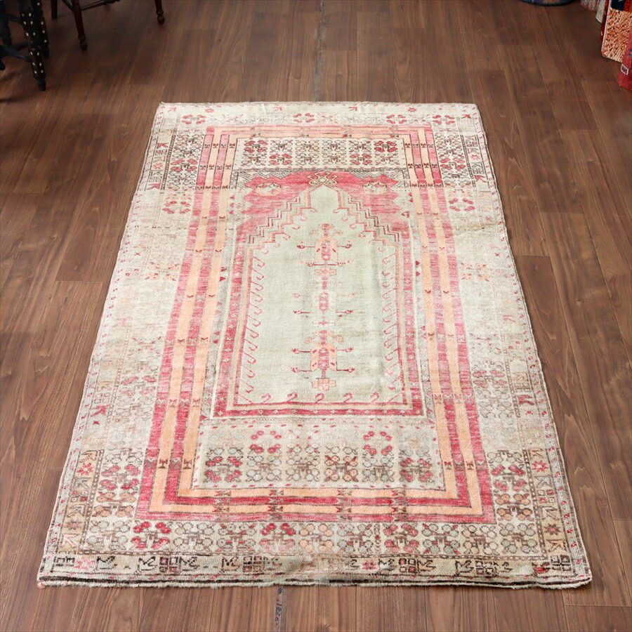 【15%OFFクーポン対象】トルコ絨毯 シワス 213×124cm 色褪せたミフラープ